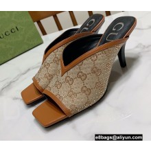 Gucci Heel 7.5cm Open-toe Sandals Pumps GG Crystals Canvas Beige 2022
