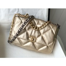 Chanel 19 Large Flap Bag AS1161 Leather Gold 2020