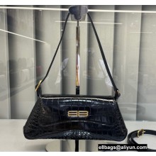 Balenciaga XX Small Flap Bag in crocodile embossed calfskin Black 2022