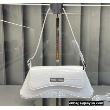 Balenciaga XX Small Flap Bag in crocodile embossed calfskin White 2022
