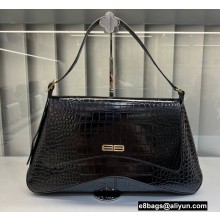 Balenciaga XX XL Flap Bag in crocodile embossed calfskin Black 2022