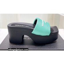 Alexander Wang Heel 8 Platform 6cm aw Slide Sandals In Nylon Turquoise Green 2022