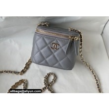 Chanel Caviar Leather Mini Vanity Case with Chain Bag 81186 Gray 2022