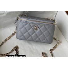 Chanel Caviar Leather Small Vanity Case with Chain Bag 81187 Gray 2022