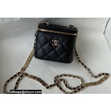 Chanel Caviar Leather Mini Vanity Case with Chain Bag 81186 Black 2022