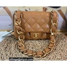 Chanel Lambskin Small Flap Bag AS3214 Brown 2022