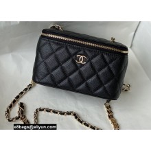 Chanel Caviar Leather Small Vanity Case with Chain Bag 81187 Black 2022