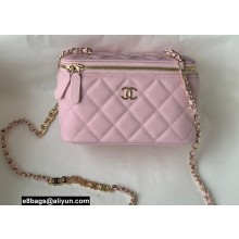 Chanel Caviar Leather Small Vanity Case with Chain Bag 81187 Pink 2022