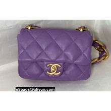 Chanel Lambskin Mini Flap Bag AS3213 Purple 2022