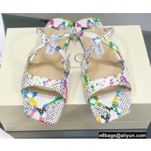 Jimmy Choo Anise Leather flat Sandals Snake Print Multi 2022