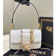 Fendi x Versace Fendace Brooch Mini Baguette Bag White 2022