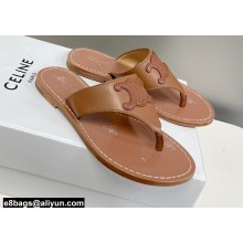 Celine Triomphe Flat Thongs In Calfskin Brown 2022