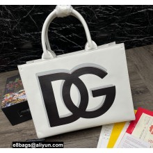 Dolce & Gabbana Small calfskin DG Daily shopper Tote Bag White/Black