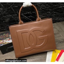 Dolce & Gabbana Small calfskin DG Daily shopper Tote Bag Brown