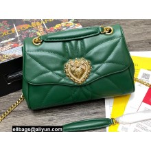 Dolce & Gabbana Small Devotion Shoulder Bag in Quilted Nappa Leather Green