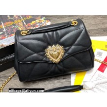 Dolce & Gabbana Small Devotion Shoulder Bag in Quilted Nappa Leather Black