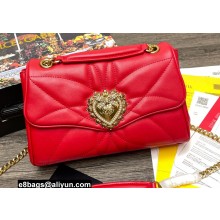 Dolce & Gabbana Small Devotion Shoulder Bag in Quilted Nappa Leather Red