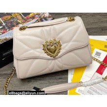 Dolce & Gabbana Small Devotion Shoulder Bag in Quilted Nappa Leather White
