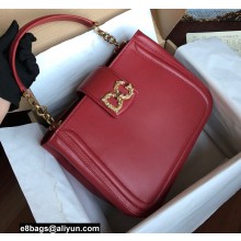 Dolce & Gabbana DG Amore Tote Bag in Calfskin Dark Red