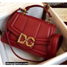 Dolce & Gabbana DG Amore Top Handle Bag in Calfskin Dark Red