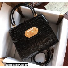 Dolce & Gabbana Welcome Bag in Crocodile-print Calfskin Black