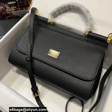 Dolce & Gabbana Medium Sicily bag in Dauphine Calfskin Black