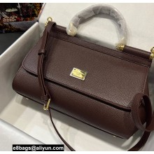 Dolce & Gabbana Medium Sicily bag in Dauphine Calfskin Burgundy