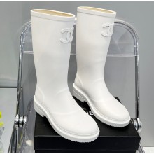 Chanel CC Logo Rain Boots White 2022