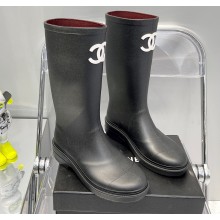 Chanel CC Logo Rain Boots Black 2022