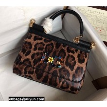 Dolce & Gabbana Small Sicily bag in Leopard-print with crystal DG logo patch