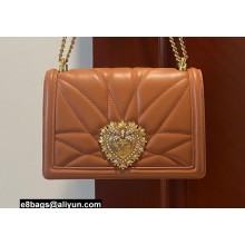 Dolce & Gabbana Large Devotion crossbody bag in quilted leather Brown