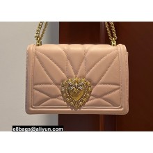 Dolce & Gabbana Large Devotion crossbody bag in quilted leather Nude