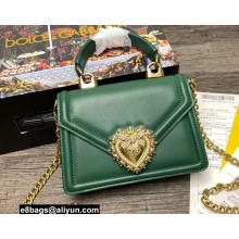 Dolce & Gabbana Small Devotion Top Handle Bag in Calfskin Green