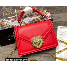 Dolce & Gabbana Small Devotion Top Handle Bag in Calfskin Red