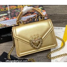 Dolce & Gabbana Small Devotion Top Handle Bag in Calfskin Gold