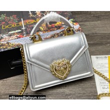 Dolce & Gabbana Small Devotion Top Handle Bag in Calfskin Silver