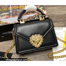 Dolce & Gabbana Small Devotion Top Handle Bag in Calfskin Black