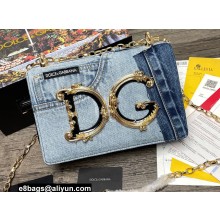 Dolce & Gabbana DG Girls shoulder bag in patchwork denim and plain calfskin