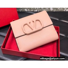 Valentino VLogo Signature Grainy Calfskin Flap Wallet Nude 2022
