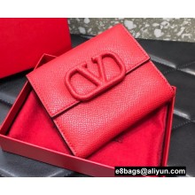 Valentino VLogo Signature Grainy Calfskin Flap Wallet Red 2022