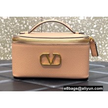 Valentino VLogo Signature Grainy Calfskin Beauty Case Nude 2022