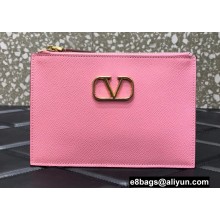 Valentino VLogo Signature Grainy Calfskin Small Pouch Bag Pink 2022