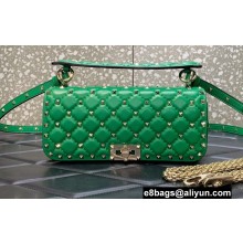 Valentino Rockstud Spike shoulder bag with chain in calfskin Green 2022
