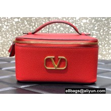 Valentino VLogo Signature Grainy Calfskin Beauty Case Red 2022