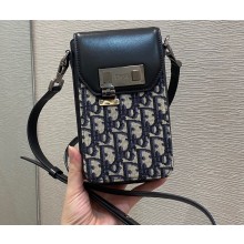 Dior Vertical Pouch Bag in Oblique Jacquard and Black Smooth Calfskin 2022