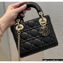 Lady Dior Mini Bag in Cannage Lambskin with Tonal enamel Charms Black 2022