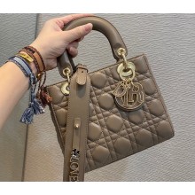 Lady Dior Small My ABCDior Bag in Cannage Lambskin with Tonal enamel Charms Taupe 2022