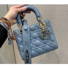 Lady Dior Small My ABCDior Bag in Cannage Lambskin with Tonal enamel Charms Sky Blue 2022
