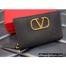 Valentino VLogo Signature Grainy Calfskin Zip Wallet Black 2022