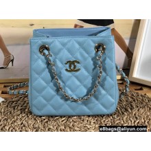 Chanel Caviar Leather Mini Shopping Tote Bag AS3176 Blue 2022